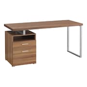 MONARCH SPECIALTIES Computer Desk, Home Office, Laptop, Left, Right Set-up, Storage Drawers, 60"L, Work, Metal, Walnut I 7146